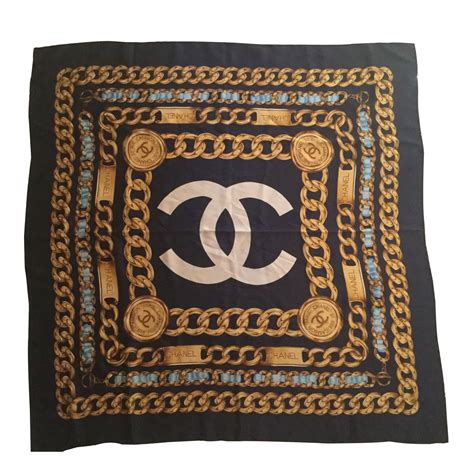 chanel scarf gold blue floral|chanel scarf for sale.